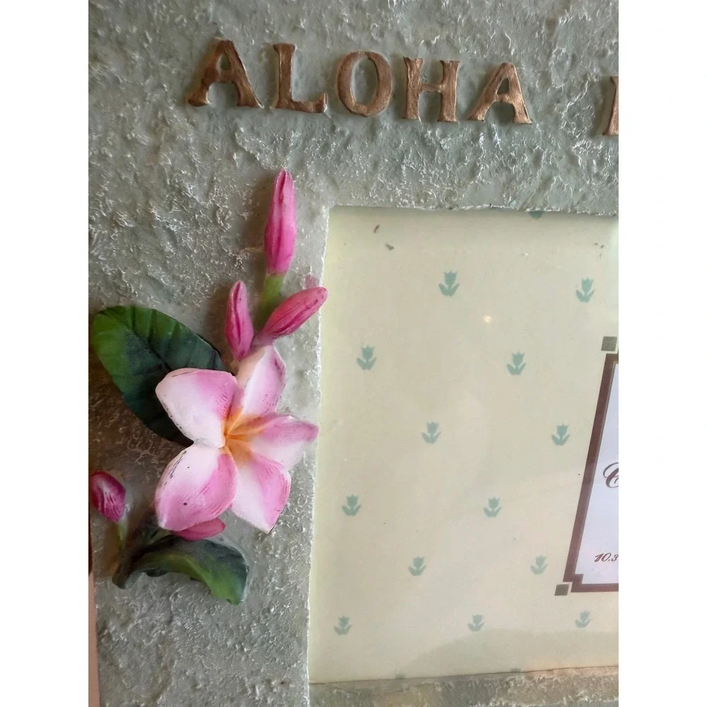 Vintage Hawaii Picture Frame Set Aloha Turtle Plumeria Maui Souvenir Frames